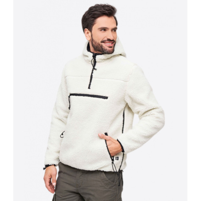 Bluza z kapturem na zamek polar biała - Brandit