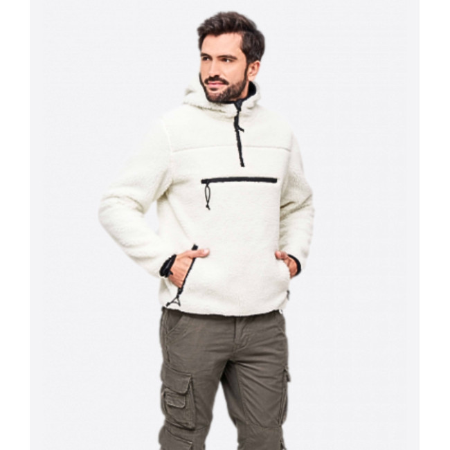 Hoodie met rits fleece wit - Brandit