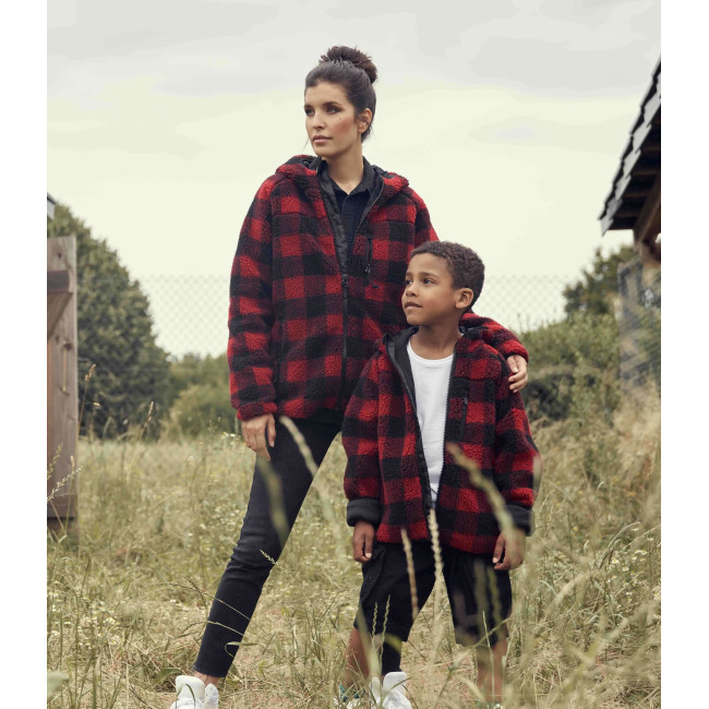 Veste femme polaire à capuche rouge/noir - Brandit