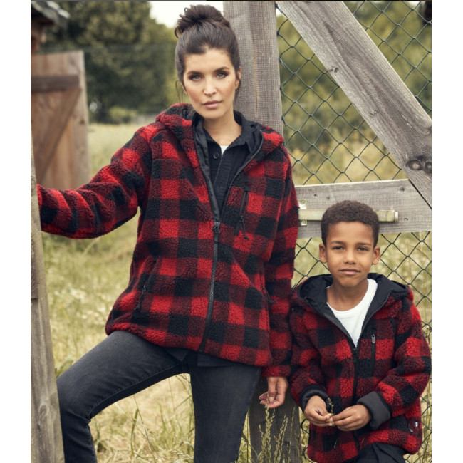 Veste femme polaire à capuche rouge/noir - Brandit