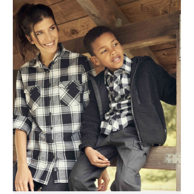 Kinder Fleecejacke mit Kapuze schwarz - Brandit