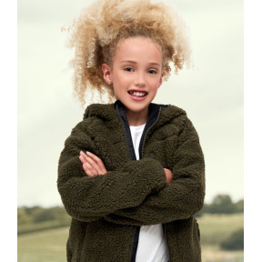 Kinder fleece jas met capuchon olive - Brandit