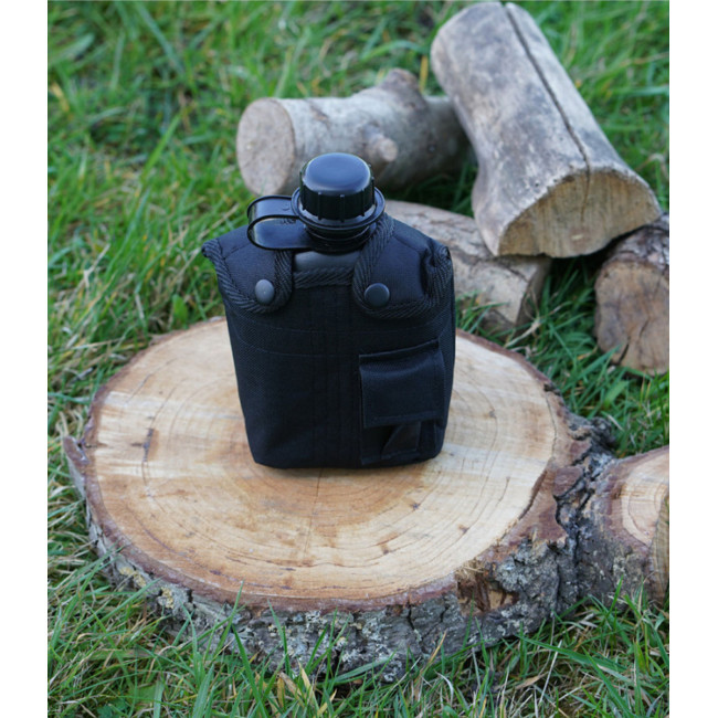 Cantimplora de plástico 1L con funda - Negro - Fosco Industries