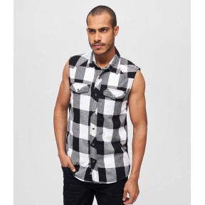 Ärmelloses Karohemd weiß/schwarz - Brandit