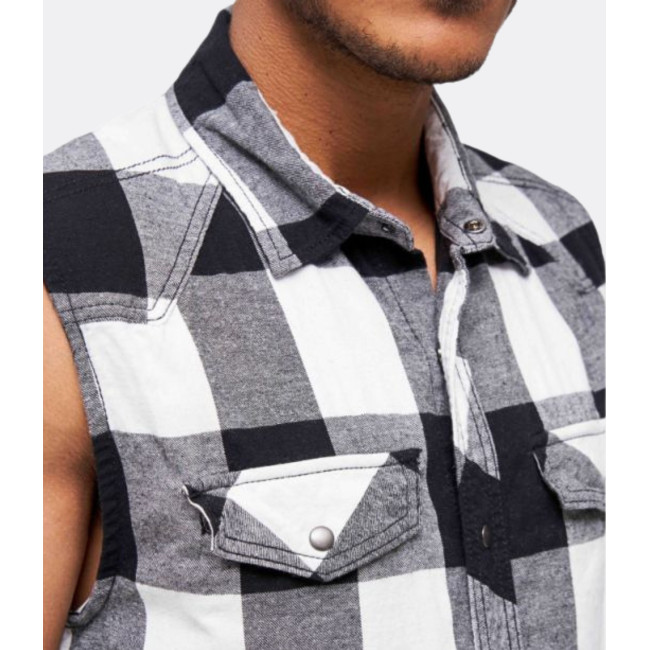 Chemise à carreaux sans manches blanc/noir - Brandit