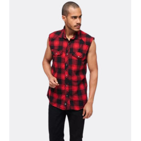 Chemise à carreaux sans manches rouge/noir - Brandit