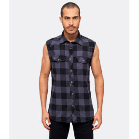 Chemise à carreaux sans manches noir/gris - Brandit