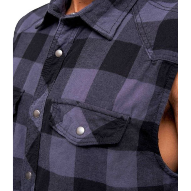 Chemise à carreaux sans manches noir/gris - Brandit