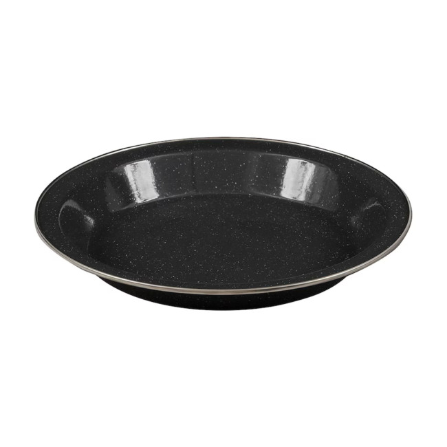 Flache Emaille-Platte 25 cm - Schwarz - Highlander