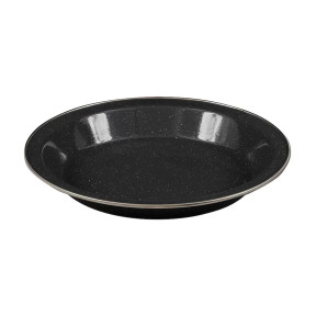 Flache Emaille-Platte 25 cm - Schwarz - Highlander