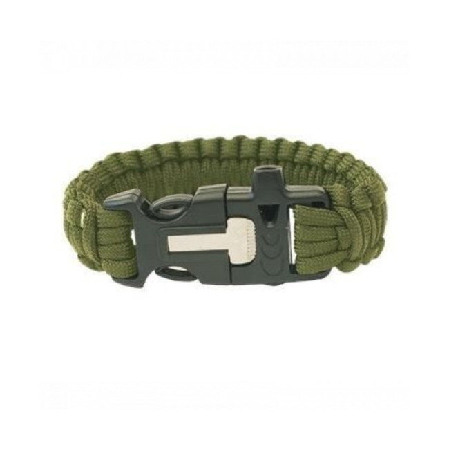 Paracord Feuerstein Armband - Olivgrün - Highlander