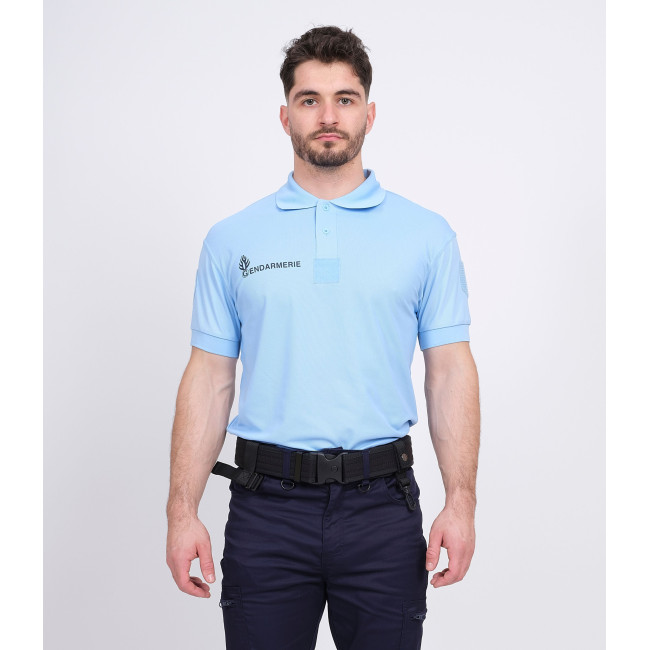 Atmungsaktives Poloshirt Gendarmerie Blau + Klettverschlüsse - Patrol Equipement