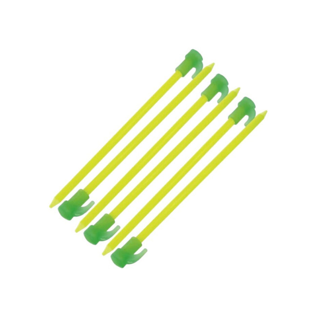 Lot De 10 Piquets De Tente Fluorescents 20 Cm - Acier Galvanisé - Pour Camping, Tente, Auvent - Visibilité Nuit Et Stabilité