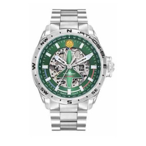 Horloge ATHOS 8 metalen band en groene wijzerplaat - Patrouille de France