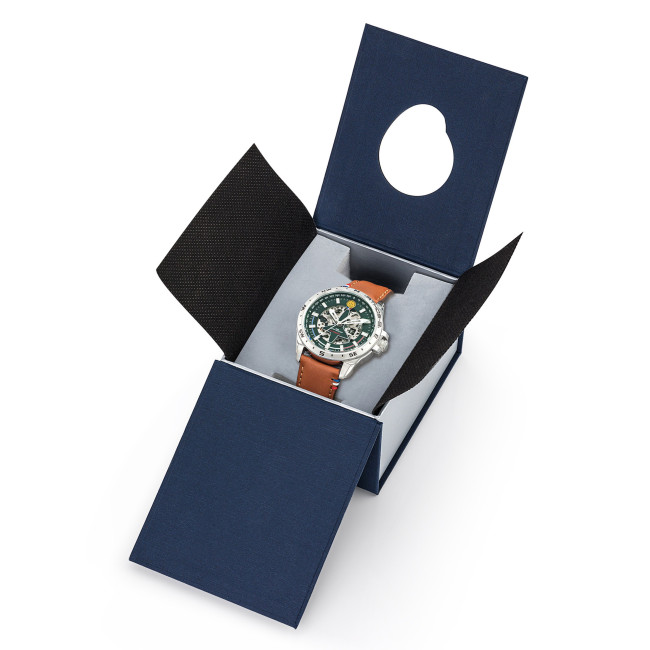 Montre ATHOS 8 bracelet cuir et cadran vert - Patrouille de France