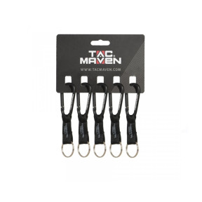 Lot de 5 mousquetons avec porte-clé 6mm - Noir - Tac Maven