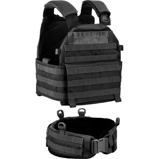 Gilet de combat porte plaque / ceinturon MOLLE Noir - Defcon 5
