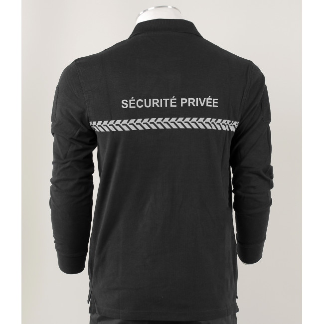 Polo manches longues Sécurité Privée Noir - Safetek by GK