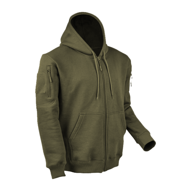 Sudadera con capucha y cremallera verde caqui - Ares
