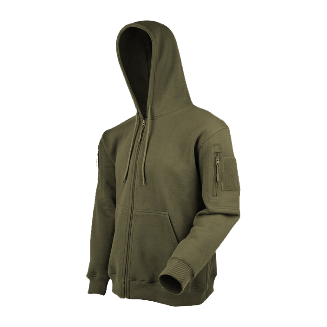 Sweatshirt com capuz e fecho de correr caqui - Ares