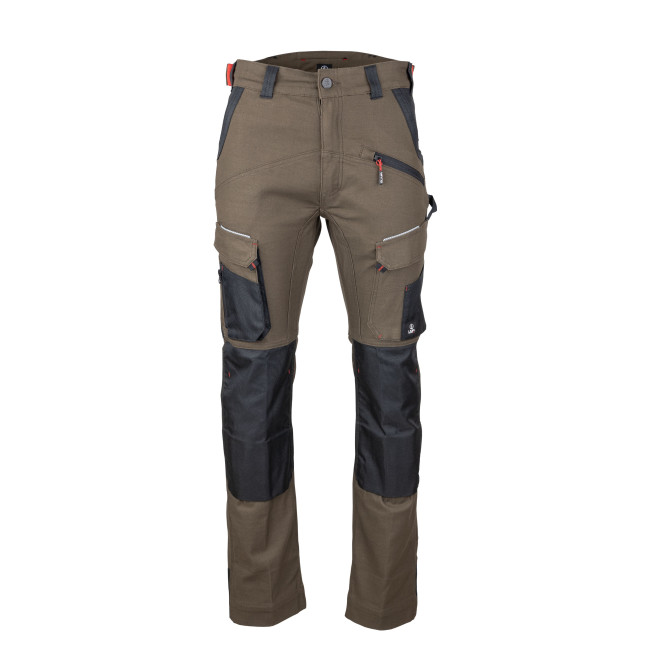 Pantalone da lavoro multi-tasche stretch con tasche per ginocchiere SONIQUE - Marrone/Nero - LMA