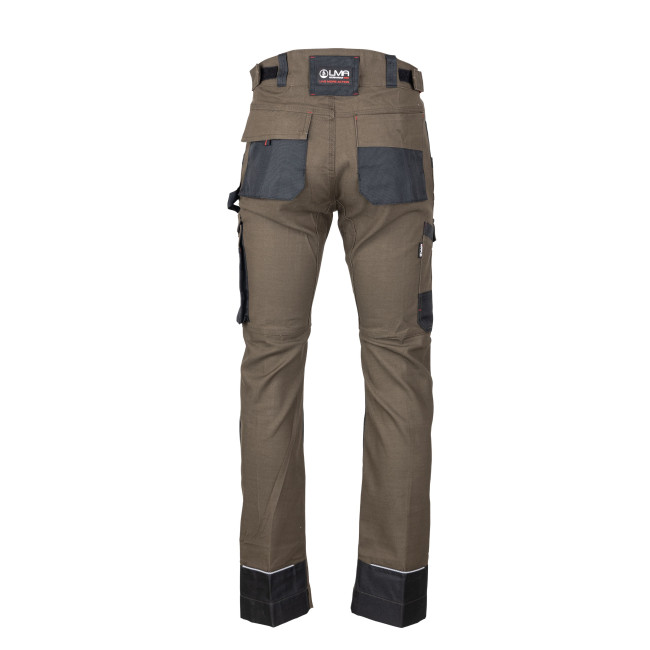 Pantalón de trabajo multibolsillos elástico con bolsillos para rodilleras SONIQUE - Marrón/Negro - LMA