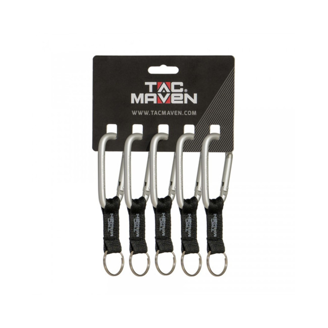 Lot de 5 mousquetons avec porte-clé 8mm - Argent - Tac Maven