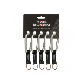 Lot de 5 mousquetons avec porte-clé 8mm - Argent - Tac Maven