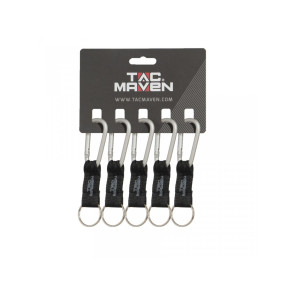 Lot de 5 mousquetons avec porte-clé 6mm - Argent - Tac Maven