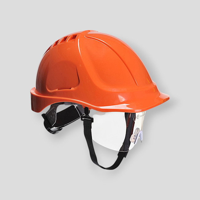 Bauhelm mit Visier Rot - Portwest