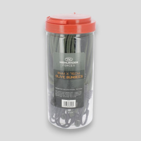 12er Set Spanngummis olivgrün 8mm75cm - Highlander