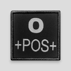 Parche grupo sanguíneo O+ bordado en tela - Negro - A10 Equipment