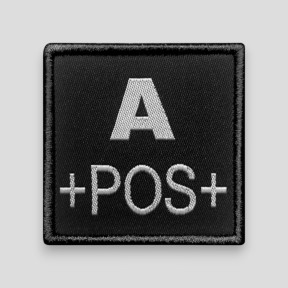 Parche grupo sanguíneo A+ bordado en tela - Negro - A10 Equipment
