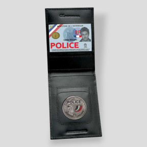 Vertikale Kartenhalter 2-fach aus Leder - Schwarz - GK