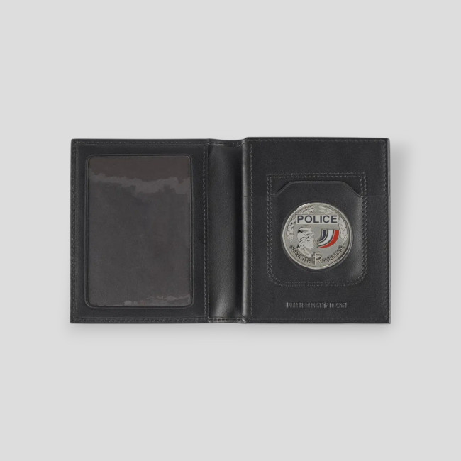 Porte-cartes professionnel 3 volets en cuir avec emplacement Navigo - Noir - GK