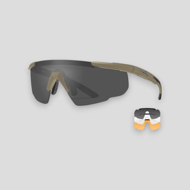 Óculos de proteção balística Saber Advanced (kit 3 lentes Fumada/Incolor/Laranja) - Tan - Wiley X