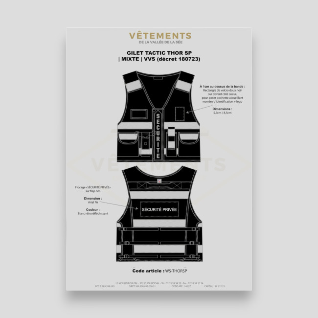 Thor particuliere beveiliging vest - zwart - VVS