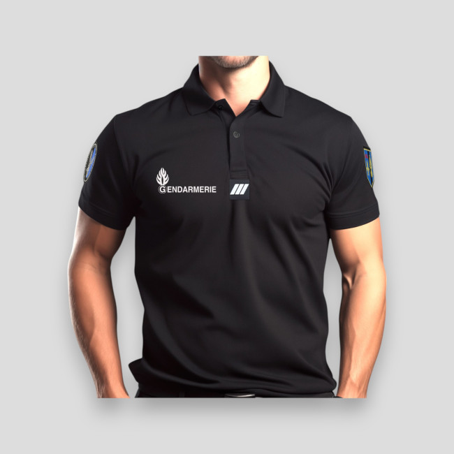Polo Gendarmeria Dipartimentale Cooldry + Velcro Nero - Patrol Equipement