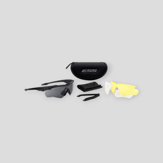 Crossblade 3ls (negro) lentes transparentes, ahumadas y amarillo de alta definición, 2 paños de microfibra - ESS eye pro