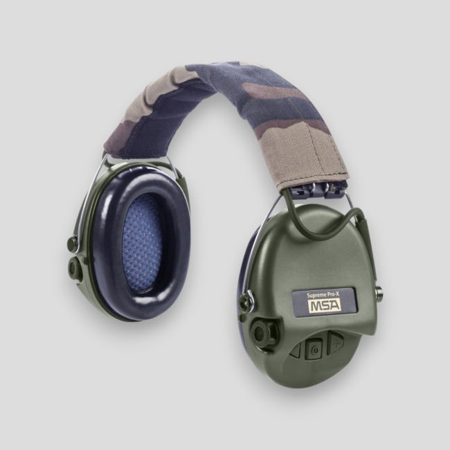 Casco antiruido con diadema de tela camuflada Suprême Pro-X (SNR: 25db) - Verde Oliva - MSA Sordin Casco antiruido con diadema de tela camuflada Suprême Pro-X (SNR: 25db) - Verde Oliva - MSA Sordin