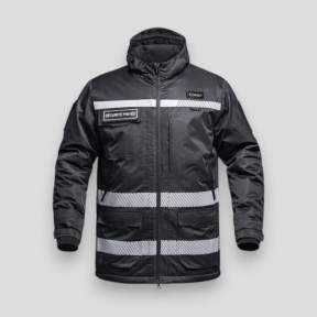Hardshell parka met flap Sécurité Privée en HV banden WF 150 Sécu-One - Zwart - A10 Equipment