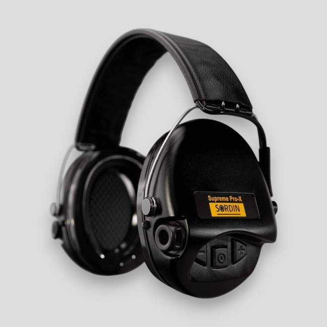 Gehoorbescherming helm met zwarte leren hoofdband Suprême Pro-X SLIM (SNR: 26db) - Zwart - MSA Sordin