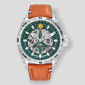 Montre ATHOS 8 bracelet cuir et cadran vert - Patrouille de France