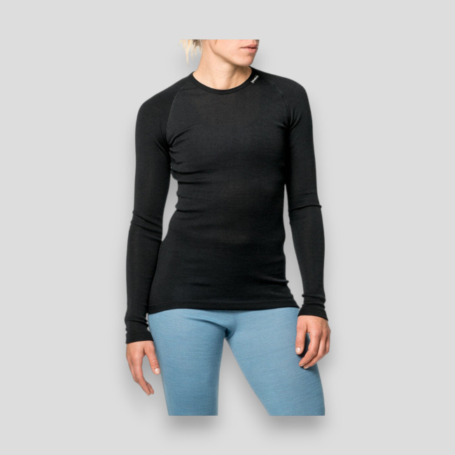 T-shirt de mangas compridas Crewneck LITE preto - Woolpower