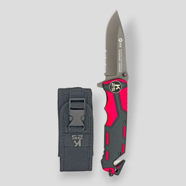 Feuerwehrmesser mit Nylonhülle - Rot - K25