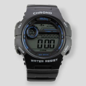 Digitaal horloge met plastic armband - Zwart - Tekday