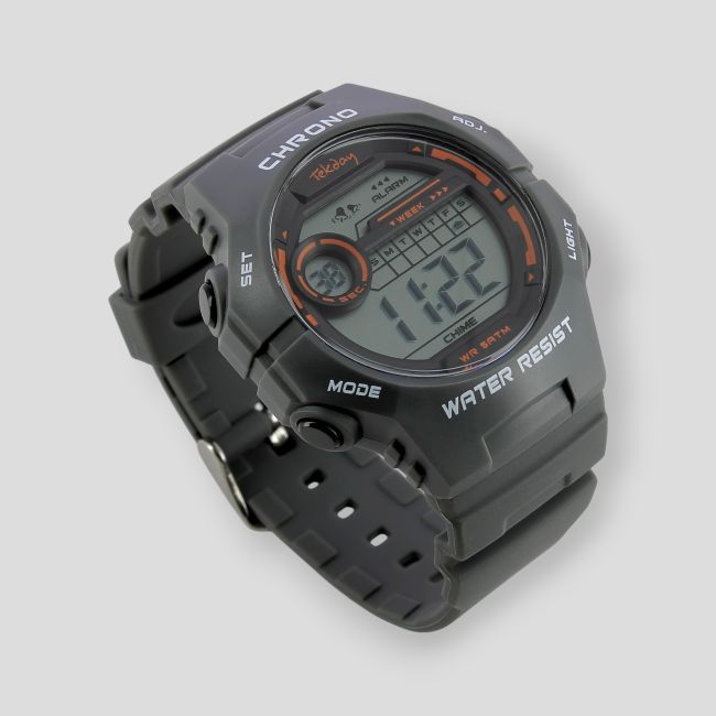 Digitaluhr mit Kunststoffarmband - Mittelgrau - Tekday