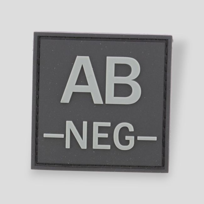 Emblemat PVC na rzep grupa krwi AB- - Czarny - DMB