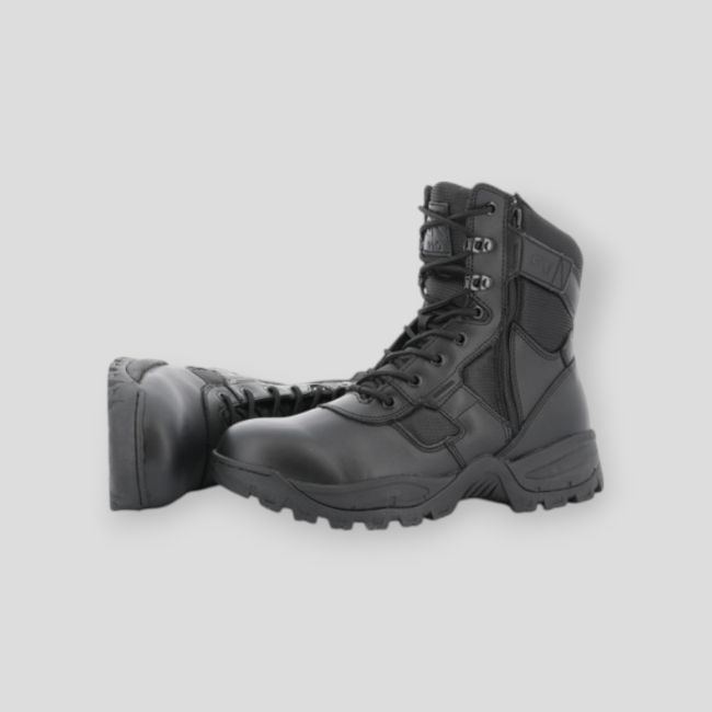 Botas de intervenção 2 zips couro/nylon - Preto - GK