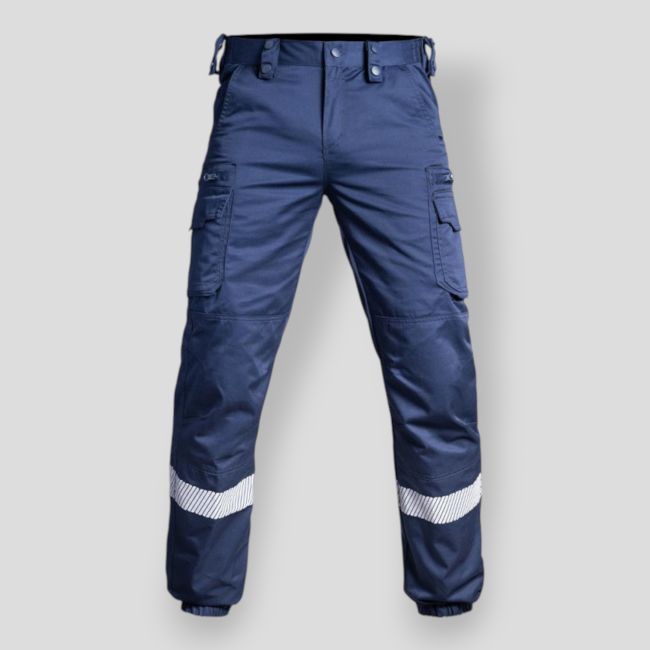 Calças com faixa HV e parte inferior elástica V2 Sécu-One - Azul Marinho - A10 Equipment